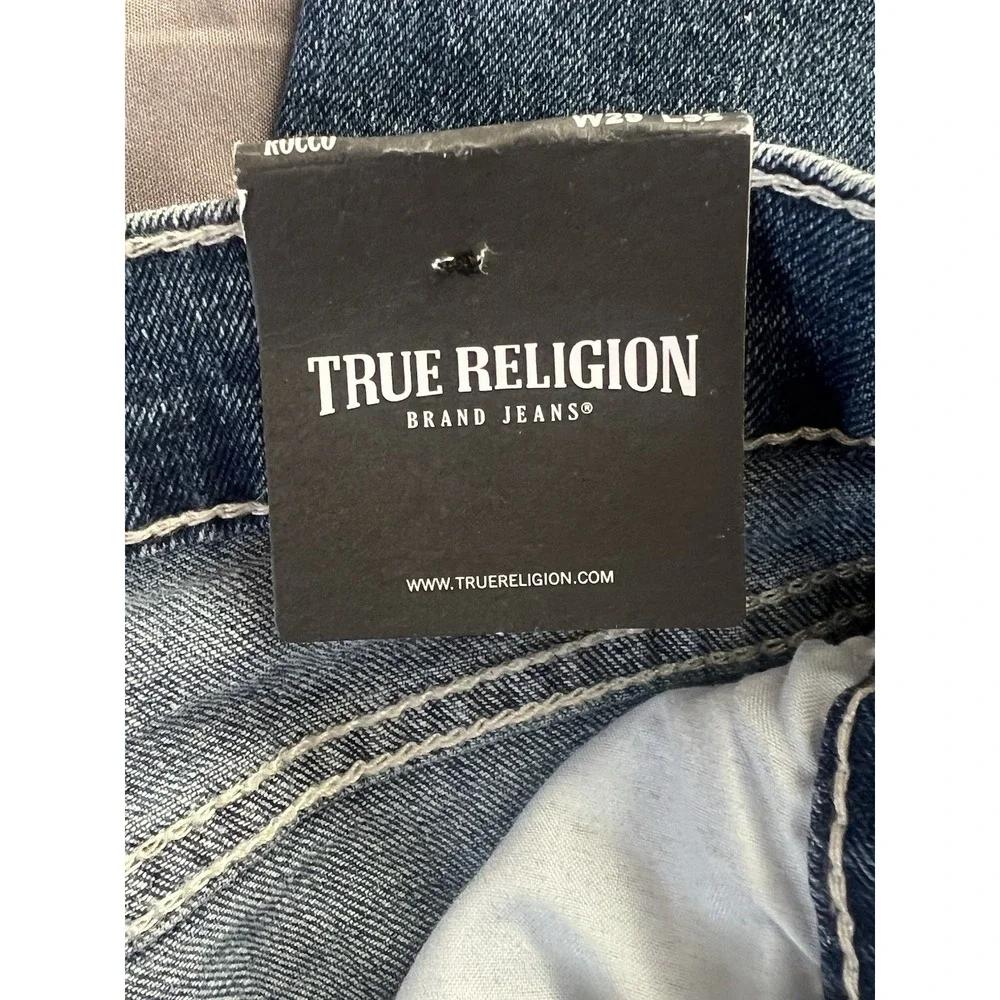 NWT True Religion Men's Rocco Moto Skinny Jeans 29X32 Medium Spiced Orchard Wash
